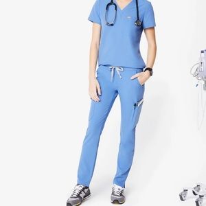 Figs Yola Skinny Scrub Pants, Ceil Blue, Large/Petite